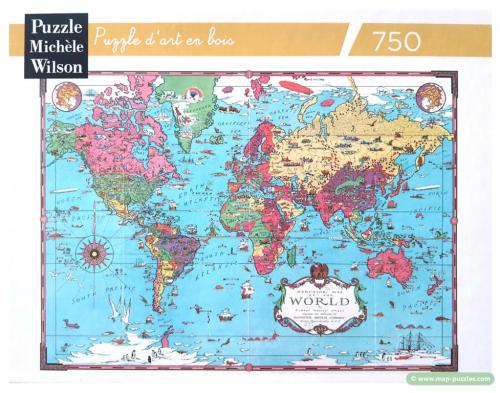 C mh-0593 Michele Wilson Dudley-Chase World Map Box 750